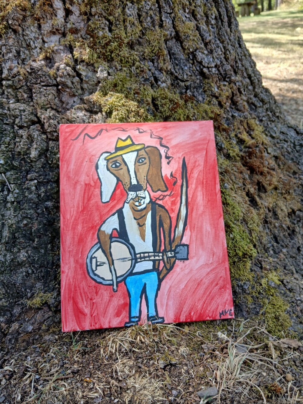 Dog Plays Banjo Painting Folk Art - Picture 7 of 7